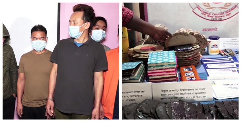 हस्तकला सामग्रीभित्र चरेस राखेर ओसारपसार, ९ जना पक्राउ