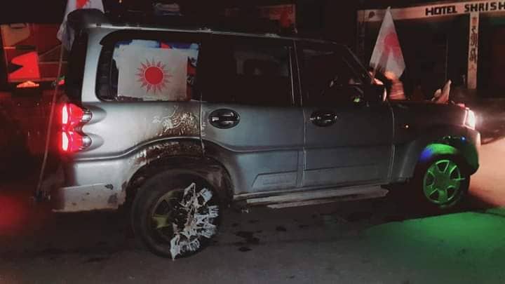 अज्ञात समूहद्वारा स्कार्पियो गाडी आगजनी